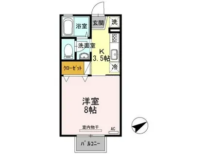 セジュール文政A(1K/2階)の間取り写真