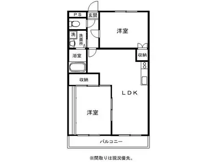 サンライズ清武(2LDK/2階)の間取り写真