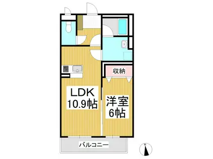 ディアコート中央(1LDK/1階)の間取り写真