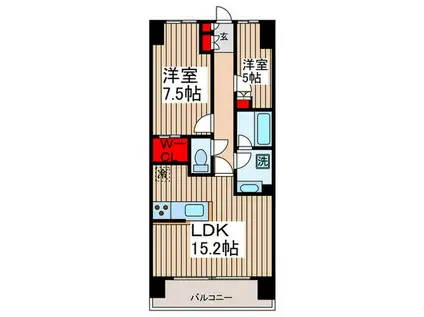 エスティメゾン豊洲レジデンス(2LDK/9階)の間取り写真