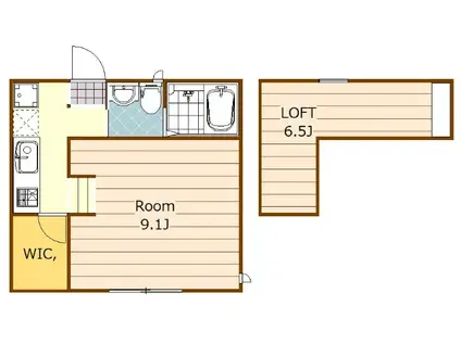 ジェミオス湘南(1K/1階)の間取り写真