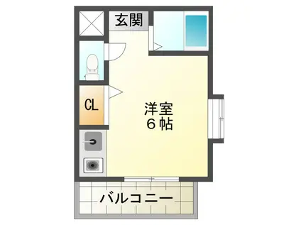 リゲル星陵台(ワンルーム/2階)の間取り写真