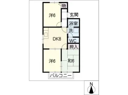 ウイングビレッジ(3DK/2階)の間取り写真