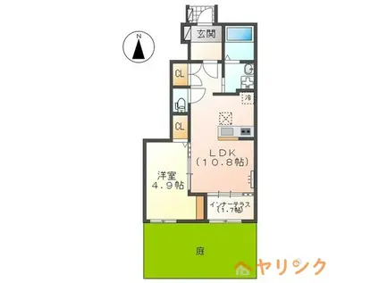 N-STAGE西春(1LDK/1階)の間取り写真