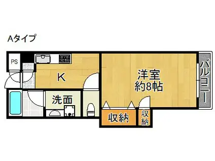 グランシャンブル(1K/2階)の間取り写真