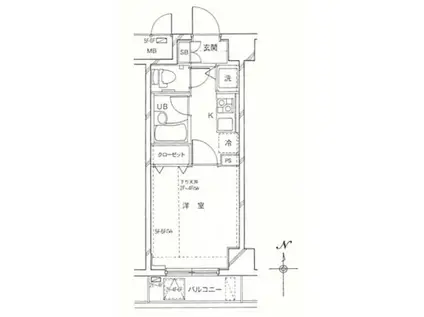 ドルチェロイヤルステージ新大塚(1K/6階)の間取り写真