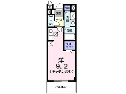 エヌ・ディ・ピューB(ワンルーム/1階)の間取り写真