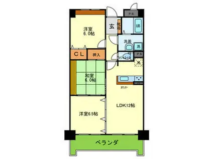 サンダモン北勘(3LDK/3階)の間取り写真
