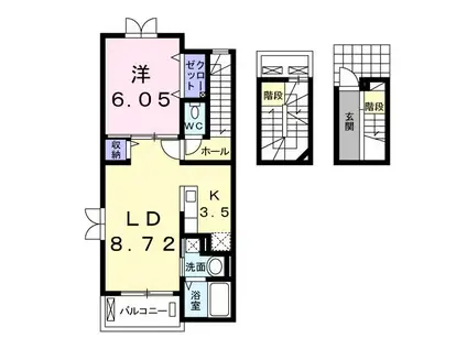 パリス・デイジー(1LDK/3階)の間取り写真