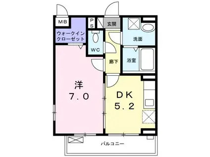 プリムローズ(1DK/2階)の間取り写真