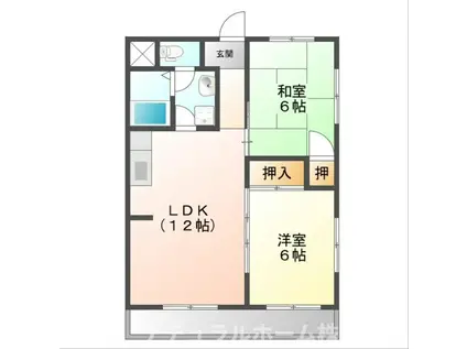 アスカII(2LDK/2階)の間取り写真