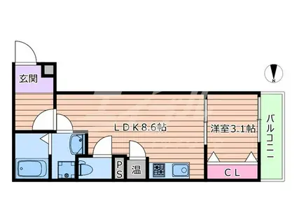 ACT上新庄(1LDK/2階)の間取り写真