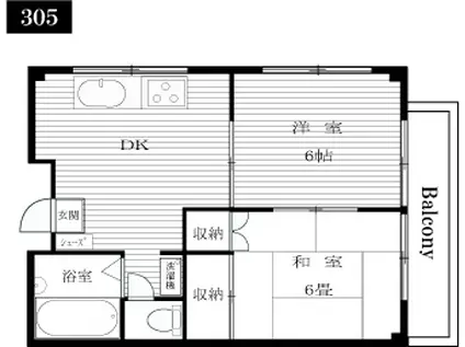 レジデンス マンション(2DK/3階)の間取り写真