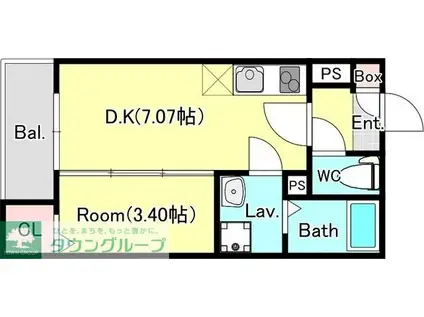 ジーメゾン埼玉指扇(1DK/1階)の間取り写真