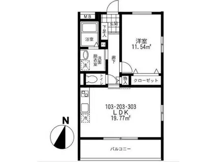 エスペランサ海老名(1LDK/3階)の間取り写真