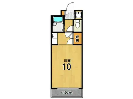 ドミトリー二条(1K/1階)の間取り写真