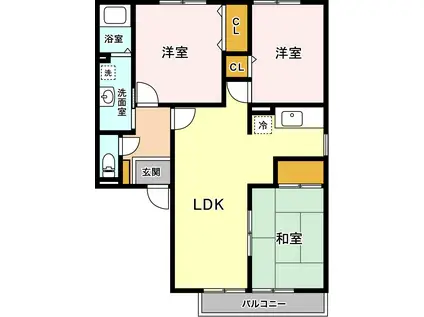 セゾン三柳(3LDK/1階)の間取り写真