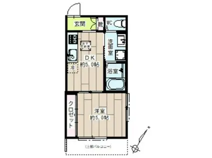 ハイムサウス(1DK/1階)の間取り写真