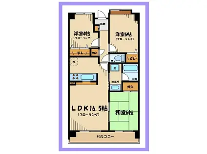 オクラファーム府中(3LDK/3階)の間取り写真
