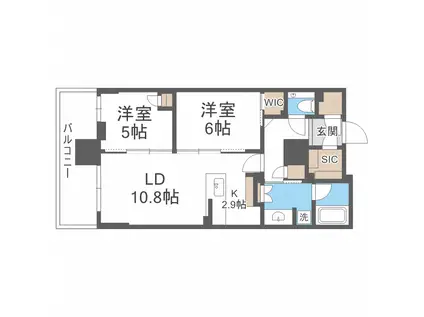 ラ・トゥール札幌伊藤ガーデン(2LDK/6階)の間取り写真