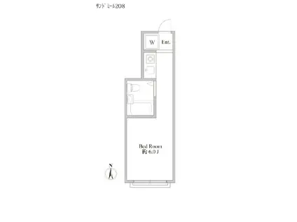 サンドミール(1K/2階)の間取り写真