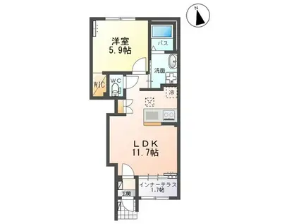 エトワール キリ(1LDK/1階)の間取り写真