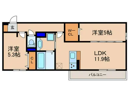 D-ROOM守山3丁目(2LDK/3階)の間取り写真