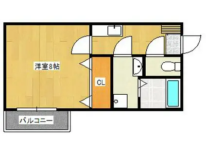 リブレア久留米駅前C棟(1K/2階)の間取り写真