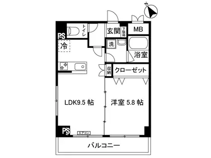 新百合鈴木ビル(1LDK/3階)の間取り写真