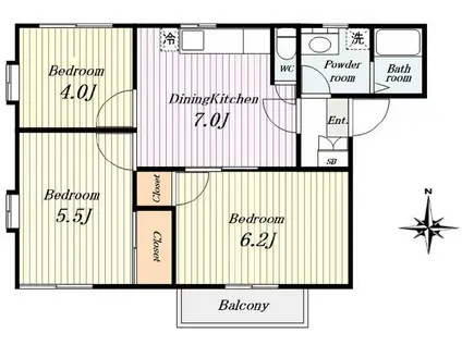 サンベルテ大和田(3DK/2階)の間取り写真