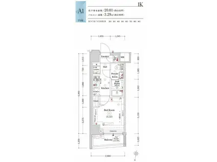 オムニア横濱阪東橋(1K/8階)の間取り写真