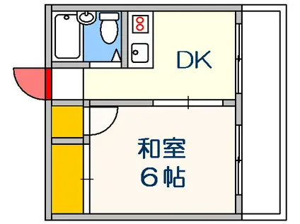 高岡ビル(1DK/4階)の間取り写真
