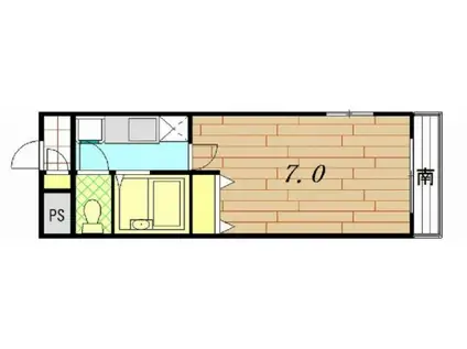 BRICKSN棟(1K/1階)の間取り写真