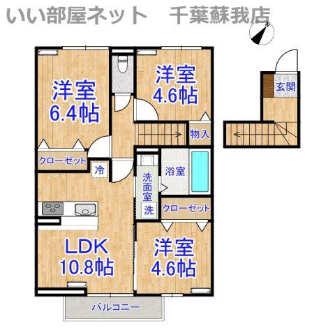 フォレストウッド A棟(3LDK/2階)の間取り写真