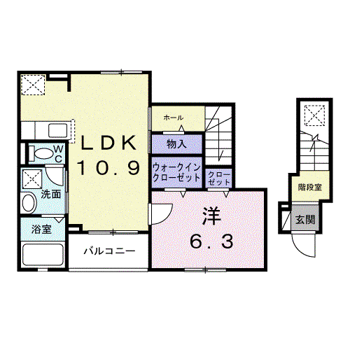 ベラヴィータ(1LDK/2階)の間取り写真