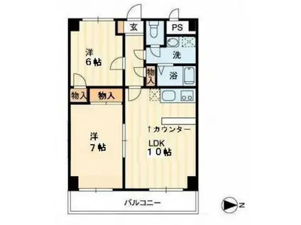 グレースタワー(2LDK/8階)の間取り写真