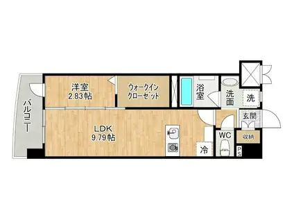 プレジデンスざ・さくら通(1LDK/9階)の間取り写真