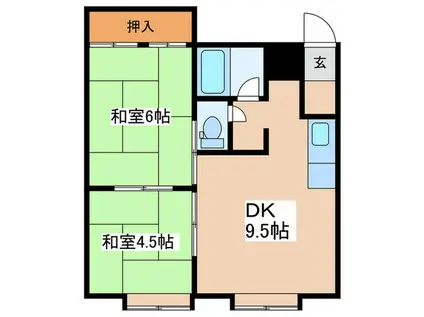 シャトーパーク(2DK/2階)の間取り写真