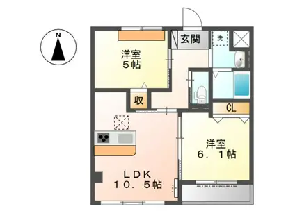 サンローズ(2LDK/1階)の間取り写真