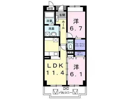 MSパーシモン(2LDK/1階)の間取り写真