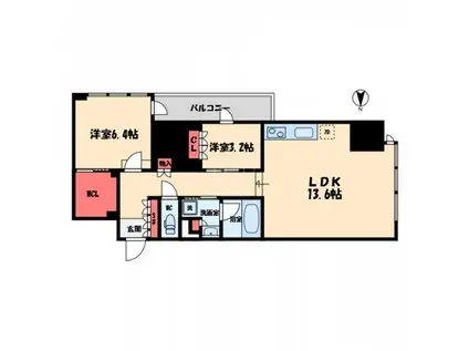 THE HIGH HORIE(2LDK/10階)の間取り写真