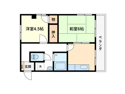 コーワエメラルド(2DK/4階)の間取り写真