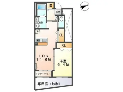 イストワールI(1LDK/1階)の間取り写真