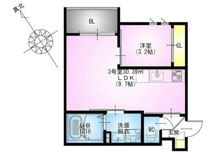 レガリスト 鶴見(1LDK/2階)の間取り写真