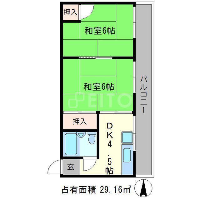 ハイツ修学院(2DK/3階)の間取り写真