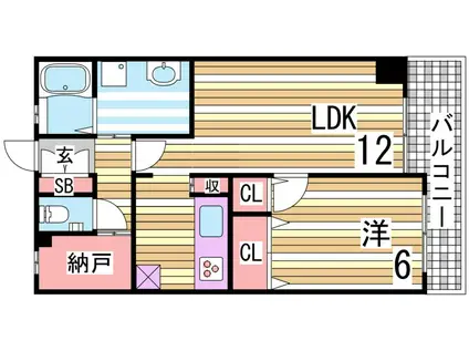 アーバネックス元町通(1LDK/13階)の間取り写真