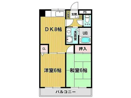 パークハイム(2DK/3階)の間取り写真