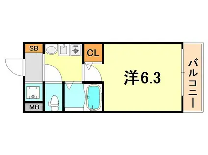 エステムコート新神戸エリタージュ(1K/4階)の間取り写真