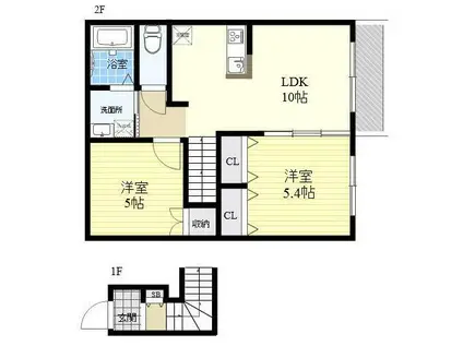 アンソレーユK(2LDK/2階)の間取り写真