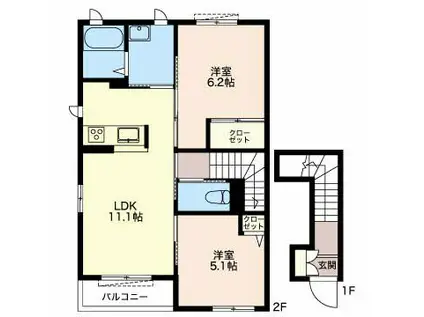 ルピナス(2LDK/2階)の間取り写真